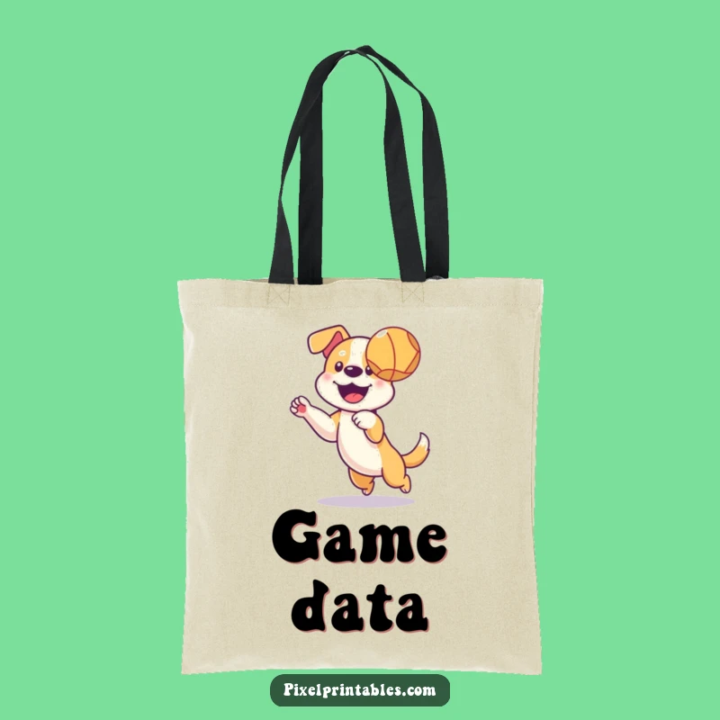 Funny Pixel Dog Ball Tote Bag - Retro Gaming Dog Accessory