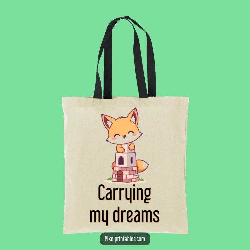 Funny Pixel Fox Tote Bag - Carry Your Projects with Mischievous Pixel Tower Style Gift