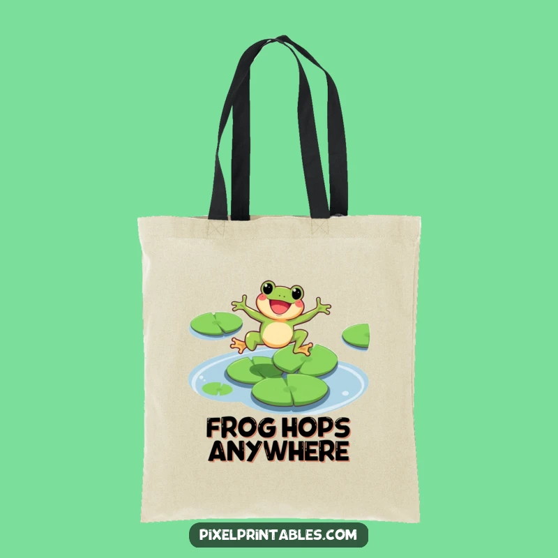 Funny Pixel Frog Tote Bag: Handy Leaping Character Accessory, Great Funny Gift