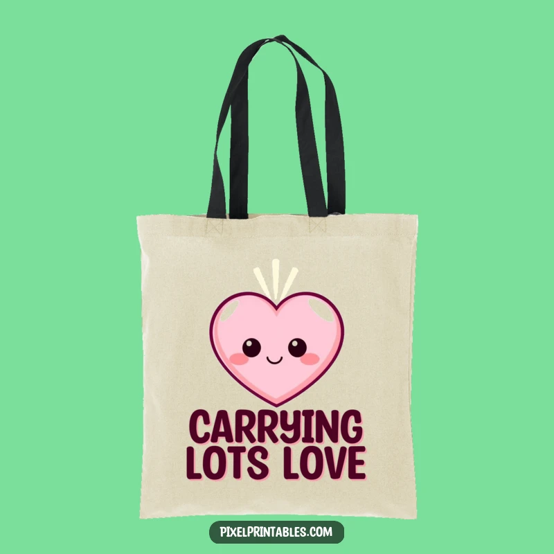 Funny Pixel Heart Tote Bag - Glowing Character Carryall, Perfect Gift!