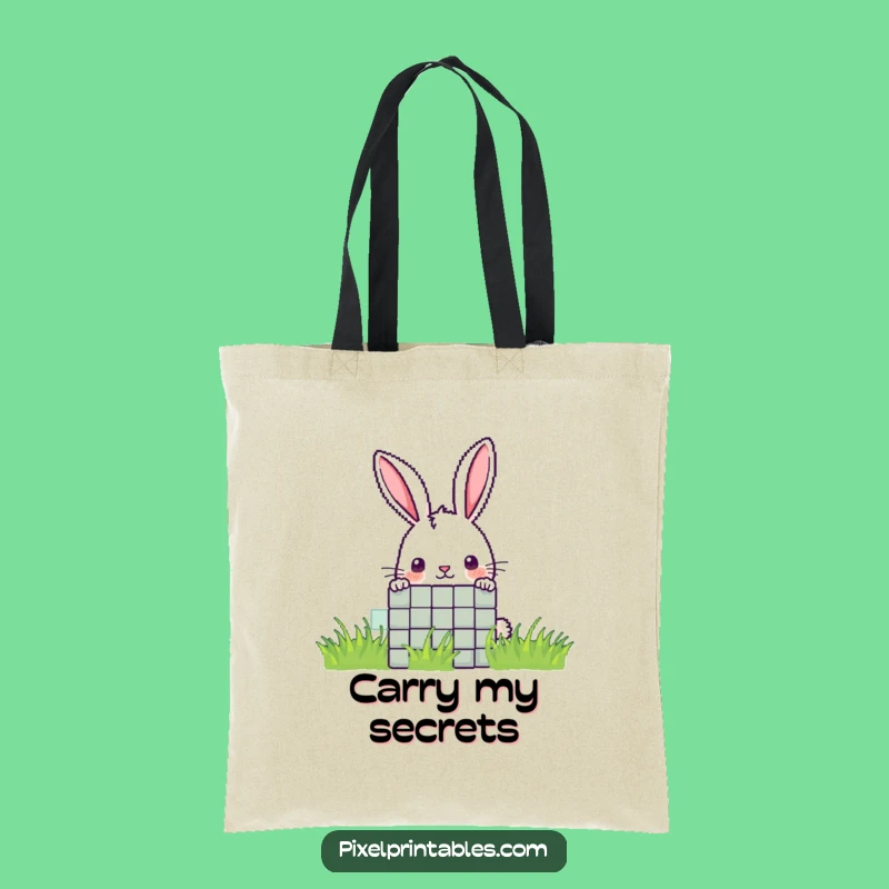 Funny Pixel Rabbit Tote Bag: Stylish Peek for a Chic Funny Gift