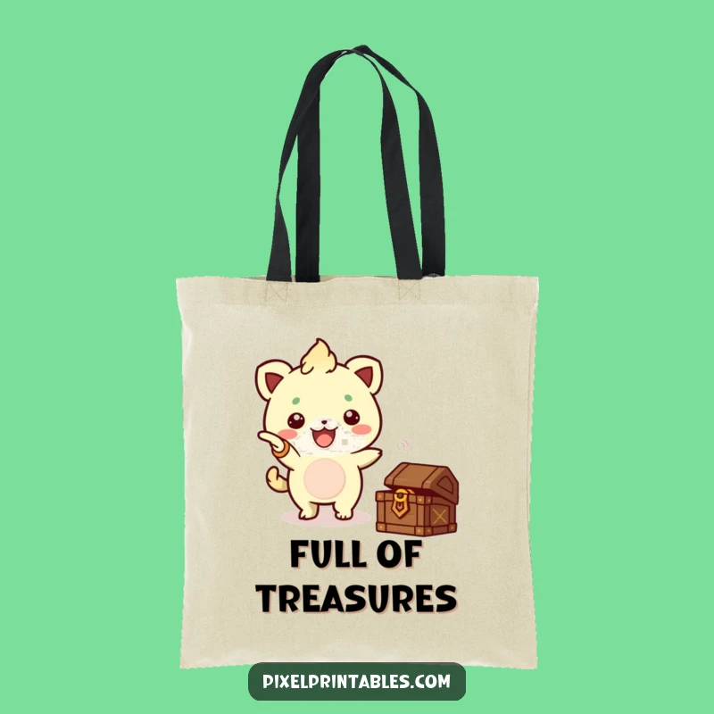 Funny Pixel Treasure Tote Bag - Creature Adventure Carryall, Perfect Gift!