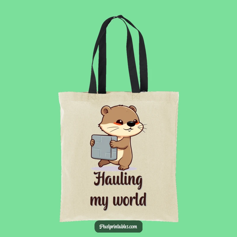 Strong Funny Otter Block Push Tote Bag: Carry Your Strength, Fun Funny Gift